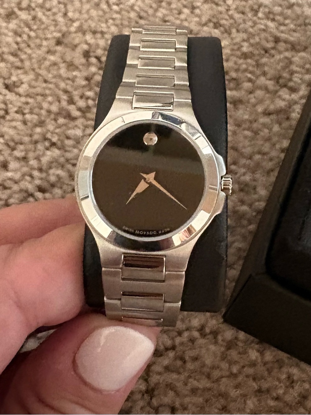 Movado Two-Tone Bracelet Watch with Black Dial - Picture 2 of 5